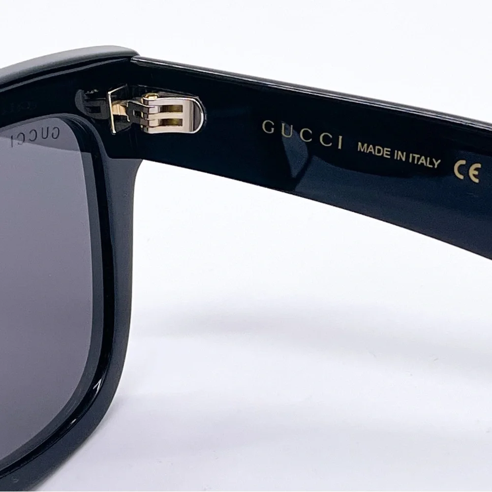 Gucci Black Square Frame Sunglasses with Gold Logo